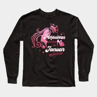 Prinzessin im Januar geboren Mädchen Geburtstag Long Sleeve T-Shirt